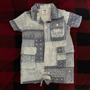 Kith Baby Blue Bandana Print Romper